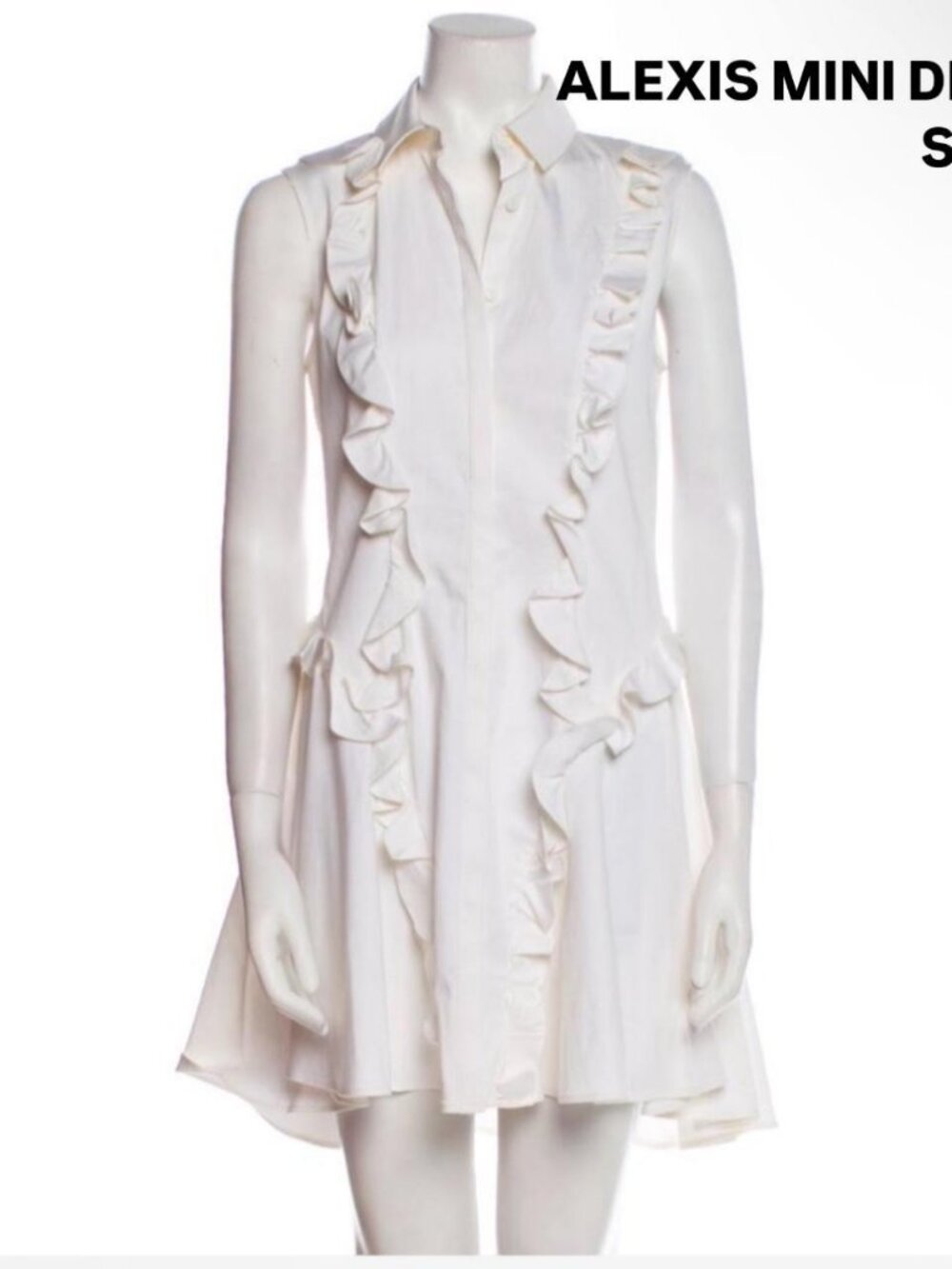 Alexis white ruffle mini dress with collar